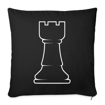 Schachfigur Turm - Sofakissenbezug 45 x 45 cm - Schwarz - Vorne