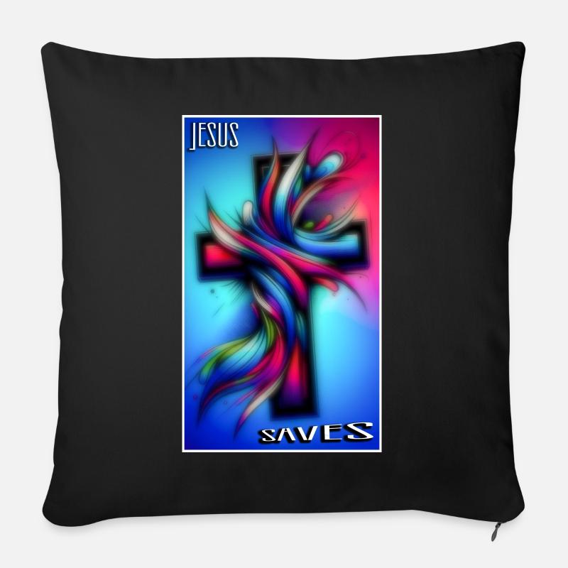 Jesus saves - Sofakissenbezug 45 x 45 cm - Schwarz