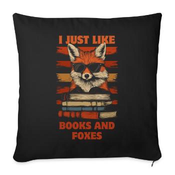 Fuchs mit Sonnenbrille und Bücher - Sofakissenbezug 45 x 45 cm - Schwarz - Vorne