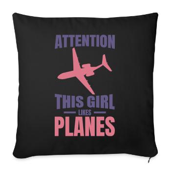 Airplane Girl - Sofa pillowcase 17,3'' x 17,3'' (45 x 45 cm) - black - Front
