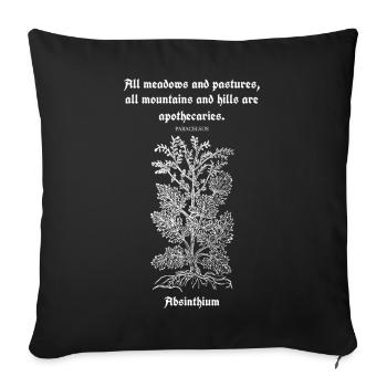 Latin Quote by Paracelsus –Absinthium Illustration - Sofa pillowcase 17,3'' x 17,3'' (45 x 45 cm) - black - Front