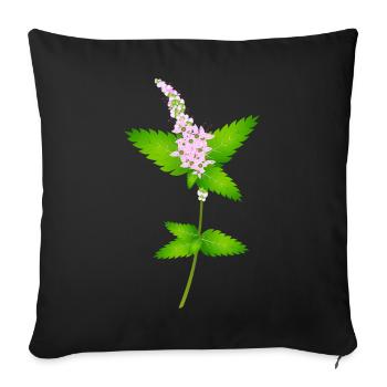 Menthe avec des fleurs – motif de la nature pour les amateurs d’herbes - Housse de coussin décorative 45 x 45 cm - noir - Devant