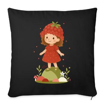 Cute Raspberry Girl Illustration - Sofa pillowcase 17,3'' x 17,3'' (45 x 45 cm) - black - Front