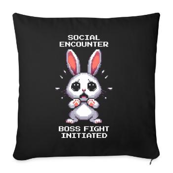 Soziale Begegnung: Bosskampf | Introvertiert Humor - Sofa pillowcase 17,3'' x 17,3'' (45 x 45 cm) - black - Front