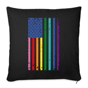 Rainbow USA Flag - Sofa pillowcase 17,3'' x 17,3'' (45 x 45 cm) - black - Front