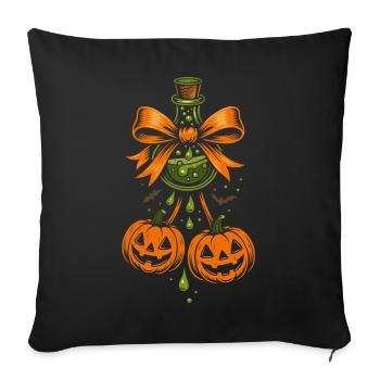 Halloween Zaubertrank mit Kürbissen - Sofakissenbezug 45 x 45 cm - Schwarz - Vorne