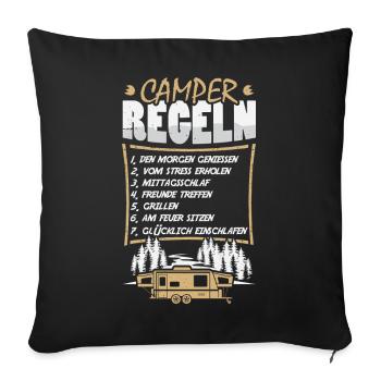 Camper Camping Caravane Dicton - Housse de coussin décorative 45 x 45 cm - noir - Devant