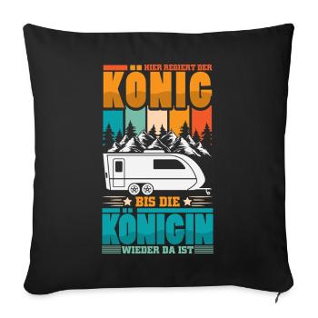 Camper Camping Caravane Dicton - Housse de coussin décorative 45 x 45 cm - noir - Devant