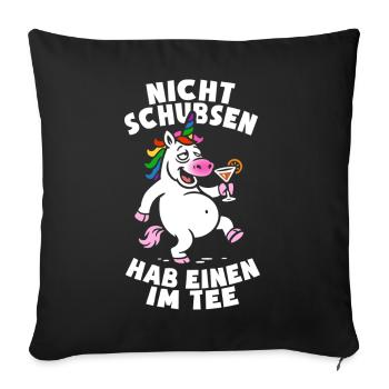 Ne poussez pas à en avoir un dans le thé - licorne - boisson - Housse de coussin décorative 45 x 45 cm - noir - Devant