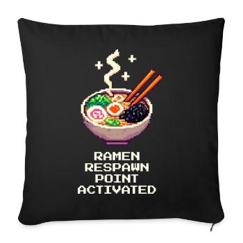 Ramen Respawn Enabled | Ramen Bowl Humor - Sofa pillowcase 17,3'' x 17,3'' (45 x 45 cm) - black - Front
