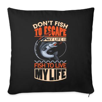 Anglers Fishermen Fishing Sport Fishermen - Sofa pillowcase 17,3'' x 17,3'' (45 x 45 cm) - black - Front