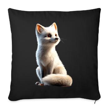 Polarfuchs Schneefuchs Eisfuchs Süßer Weißer Fuchs - Sofakissenbezug 45 x 45 cm - Schwarz - Vorne