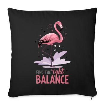 Flamingo Find The Right Balance Mindfulness Yoga - Sofa pillowcase 17,3'' x 17,3'' (45 x 45 cm) - black - Front