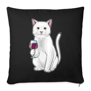Cat Red Wine - Sofa pillowcase 17,3'' x 17,3'' (45 x 45 cm) - black - Front