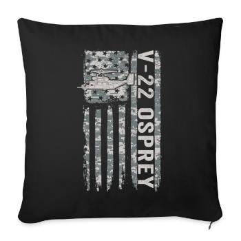 Hélicoptère militaire V-22 Osprey avec l’American - Housse de coussin décorative 45 x 45 cm - noir - Devant