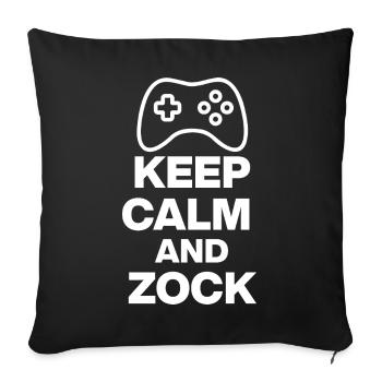 RESTEZ CALME ET JOUEZ ! CONSOLE GAMING GAMING PC blanc - Housse de coussin décorative 45 x 45 cm - noir - Devant