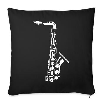 Saxophone Pixel Art - Sofa pillowcase 17,3'' x 17,3'' (45 x 45 cm) - black - Front