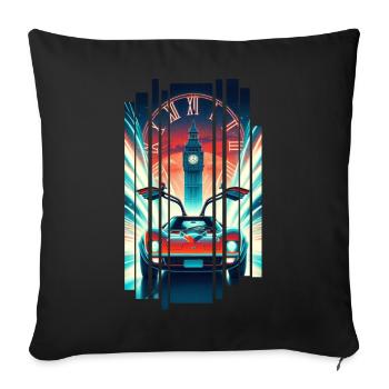 T-shirt Retour vers le futur rétro années 80 - Housse de coussin décorative 45 x 45 cm - noir - Devant
