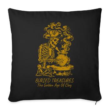 Golden Clay Skeleton Treasures - Sofa pillowcase 17,3'' x 17,3'' (45 x 45 cm) - black - Front