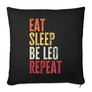 Eat Sleep Be Leo Repeat Retro Name - Sofa pillowcase 17,3'' x 17,3'' (45 x 45 cm) - black - Front
