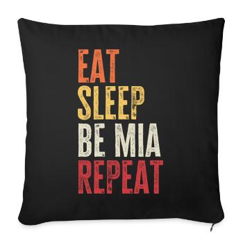 Mange, dors Sois Mia Répète Nom rétro - Housse de coussin décorative 45 x 45 cm - noir - Devant
