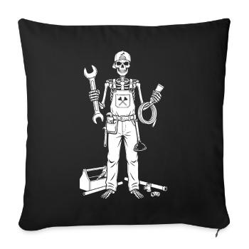 Skelettmechanik mit Werkzeugen - Sofakissenbezug 45 x 45 cm - Schwarz - Vorne