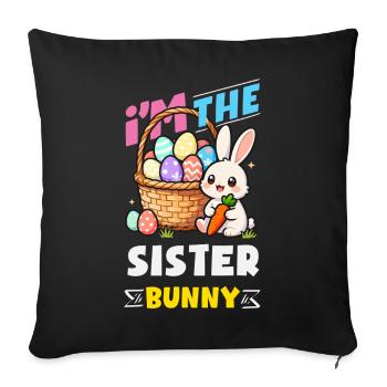 Joyeuse Pâques, douce chasse aux œufs du lapin, œufs de Pâques - Housse de coussin décorative 45 x 45 cm - noir - Devant