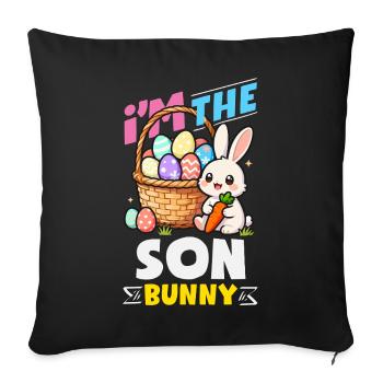 Joyeuse Pâques, douce chasse aux œufs du lapin, œufs de Pâques - Housse de coussin décorative 45 x 45 cm - noir - Devant