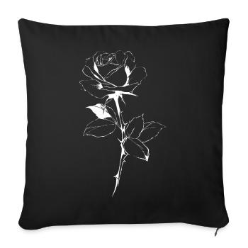 Rose Line Art on Black - Sofa pillowcase 17,3'' x 17,3'' (45 x 45 cm) - black - Front