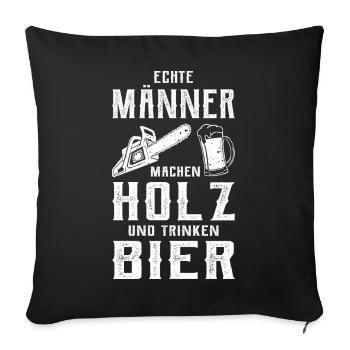 Holz und Bier - Sofakissenbezug 45 x 45 cm - Schwarz - Vorne