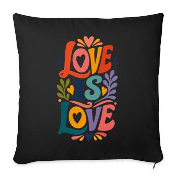 Love Is Love Vintage 70s Pride Motiv CSD Parade - Sofakissenbezug 45 x 45 cm - Schwarz - Vorne