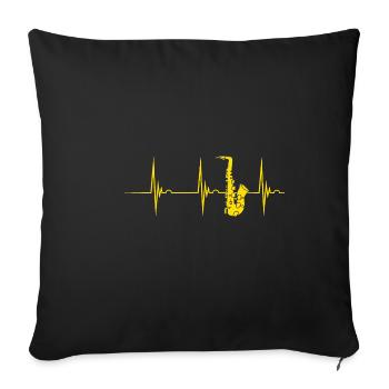 Saxophon Saxophonist Herzschlag EKG Puls Blasmusik - Sofakissenbezug 45 x 45 cm - Schwarz - Vorne