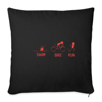 Swim Bike Run. Poison de nageur - Housse de coussin décorative 45 x 45 cm - noir - Devant
