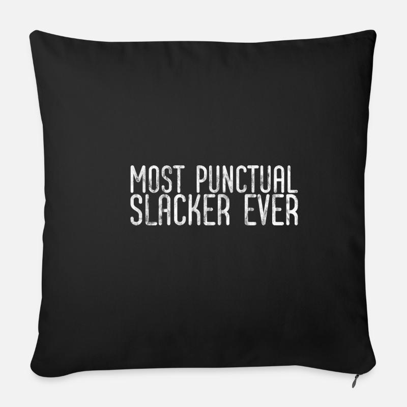 Le fainéant le plus ponctuel de tous les temps 3 - Housse de coussin décorative 45 x 45 cm - noir