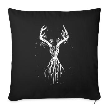 Mystical white deer skull - Sofa pillowcase 17,3'' x 17,3'' (45 x 45 cm) - black - Front