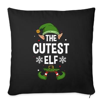 Elfe de cadeau de Noël de famille assorti de groupe - Housse de coussin décorative 45 x 45 cm - noir - Devant