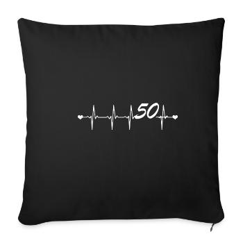 Anniversaire Battement de Coeur Amour 50 Cadeau - Housse de coussin décorative 45 x 45 cm - noir - Devant