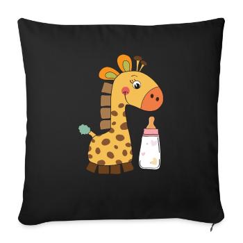 Giraffe - Geschenkidee - Sofakissenbezug 45 x 45 cm - Schwarz - Vorne