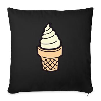 Soft Eis Creme mit Waffel Vanille - Sofakissenbezug 45 x 45 cm - Schwarz - Vorne