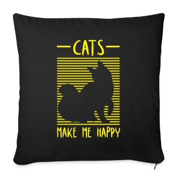 Cat Cats Cat Lover Pet - Sofa pillowcase 17,3'' x 17,3'' (45 x 45 cm) - black - Front