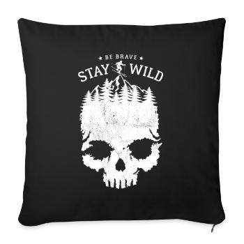 Skiing - Skull - Be Brave Stay Wild - Sofa pillowcase 17,3'' x 17,3'' (45 x 45 cm) - black - Front