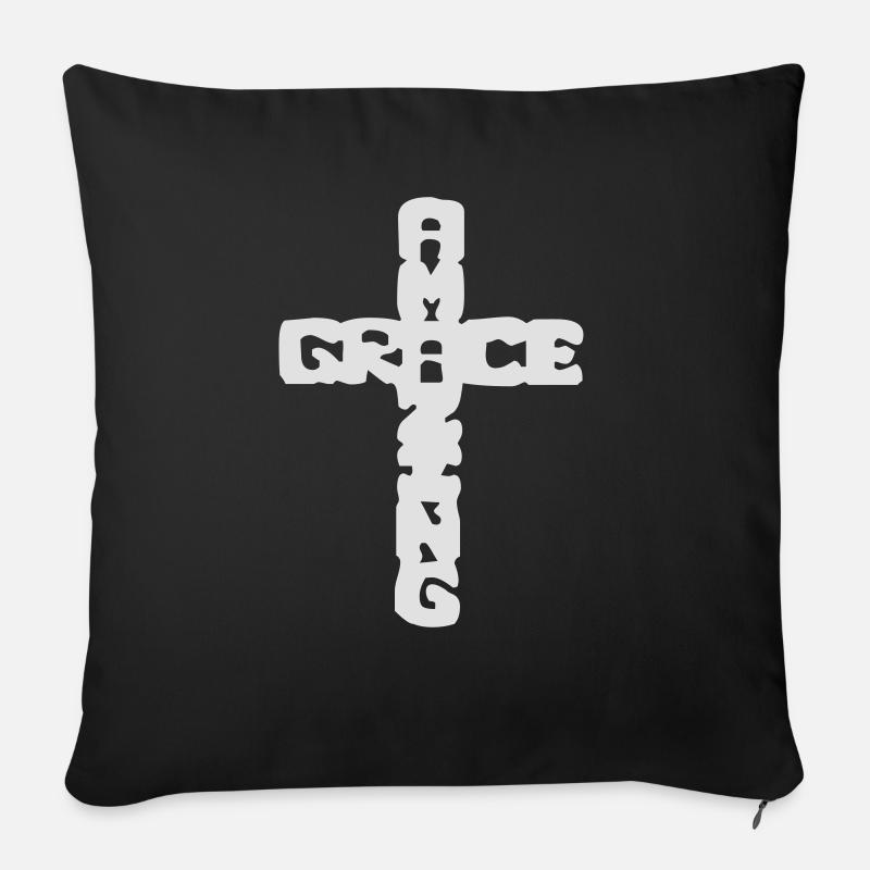 croix chrétienne - Housse de coussin décorative 45 x 45 cm - noir