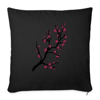 Cherry branch - Sofa pillowcase 17,3'' x 17,3'' (45 x 45 cm) - black - Front