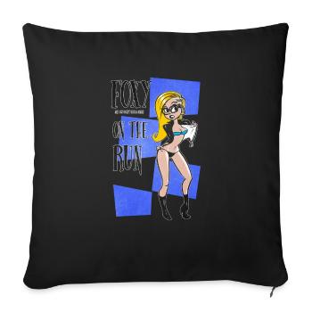 Nerd Geek Hipster Retro Pinup Blonde (blue bg) - Housse de coussin décorative 45 x 45 cm - noir - Devant