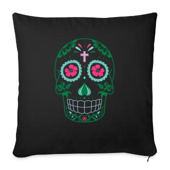 tete de mort mexicaine - Housse de coussin décorative 45 x 45 cm - noir - Devant