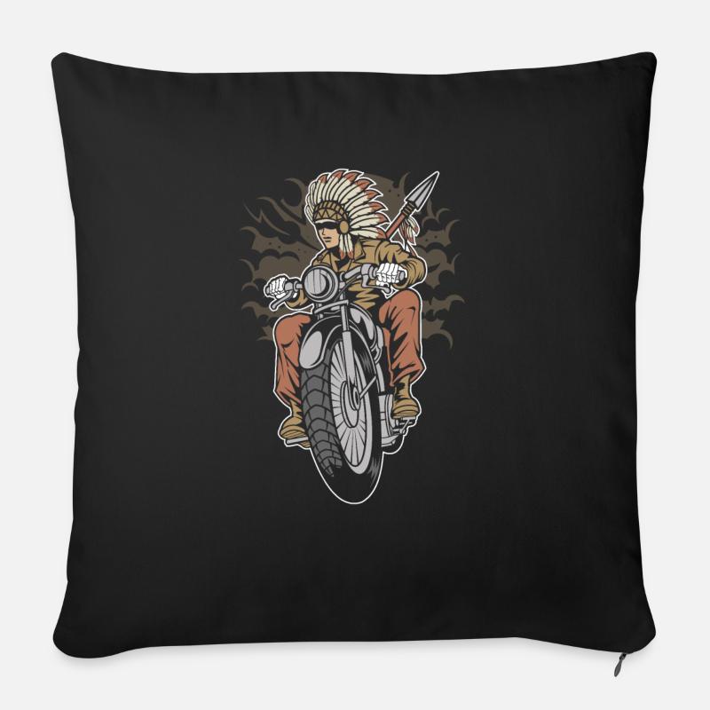 Native Indian Biker - Sofakissenbezug 45 x 45 cm - Schwarz