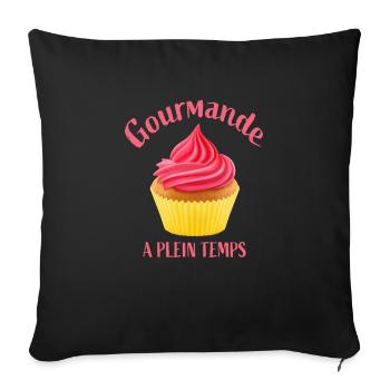 gourmande a plein temps - Housse de coussin décorative 45 x 45 cm - noir - Devant
