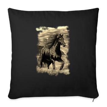 cheval - Housse de coussin décorative 45 x 45 cm - noir - Devant