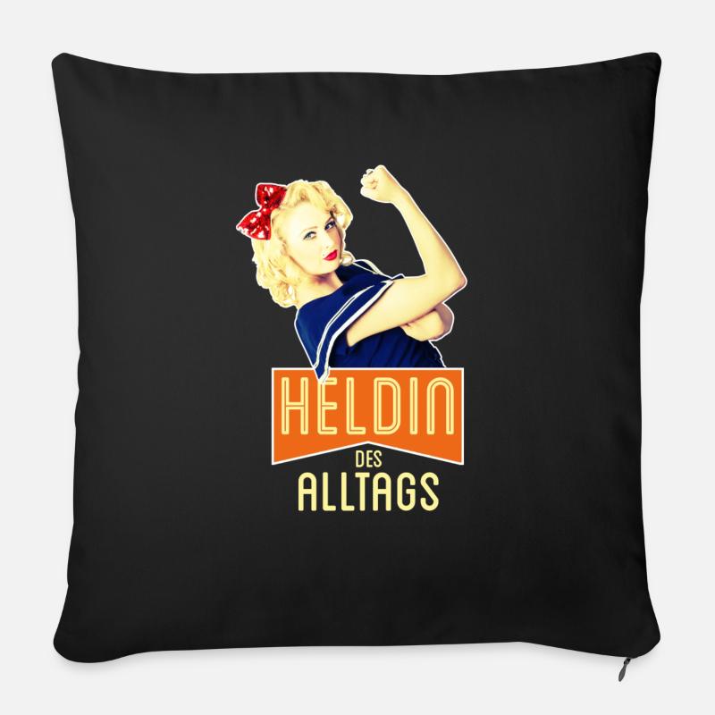 Heldin des Alltags - Sofakissenbezug 45 x 45 cm - Schwarz