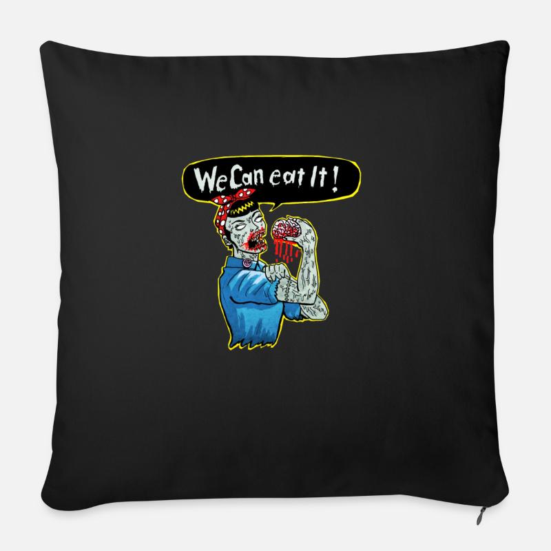 we can eat it - Sofa pillowcase 17,3'' x 17,3'' (45 x 45 cm) - black